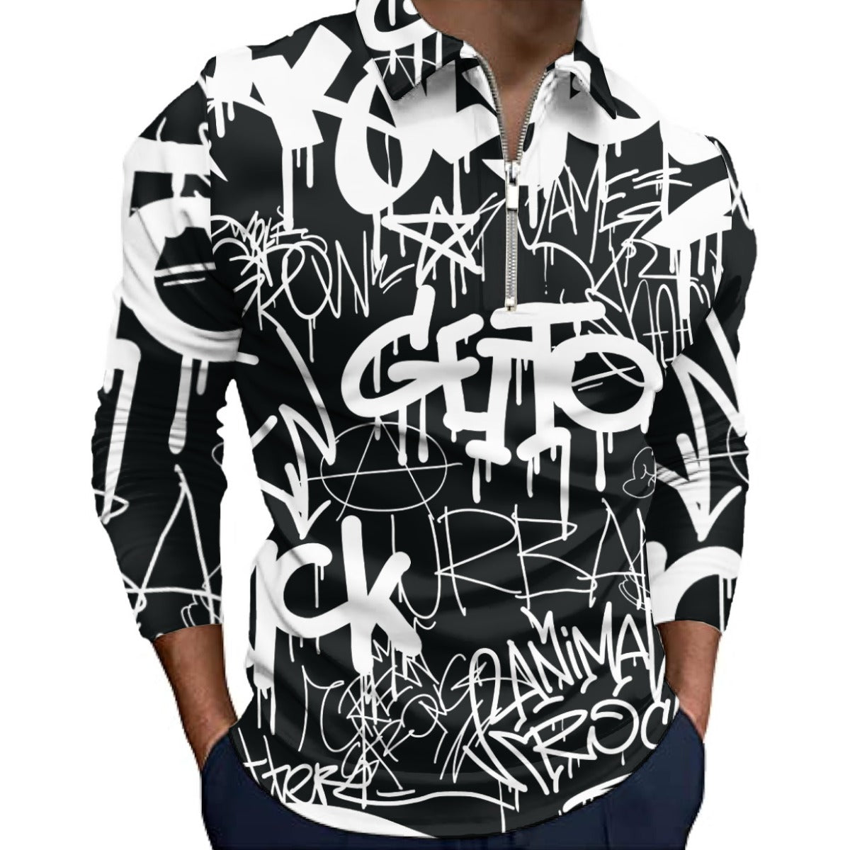 All-Over Print Men’s Quarter Zip Pullover Sweatshirt